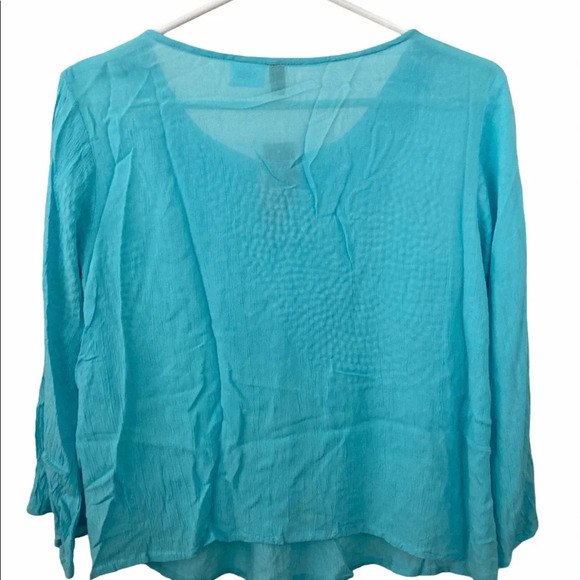 Beaded Boho Chic Turquoise Color Summer Long Sleeves Top Small/Medium BNWT - Picture 3 of 5